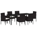 vidaXL Ensemble de salle à manger pour jardin 7 Pièces Noir Poly rotin