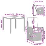 vidaXL Ensemble de repas extérieur 5 Pièces Gris clair et gris foncé