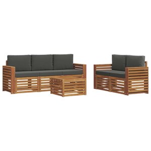 vidaXL Ensemble de canapés d'extérieur 6 pc Naturel et Anthracite