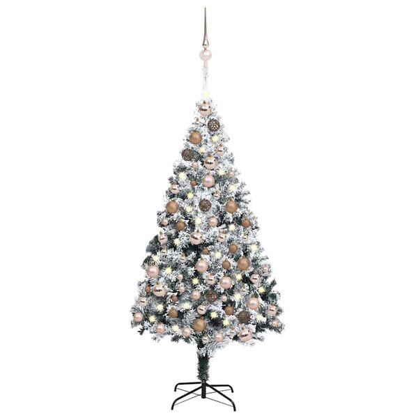 vidaXL Arbre de Noël artificiel pré-éclairé et boules vert 180 cm PVC