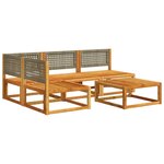 vidaXL Ensemble de canapés de jardin 5 pièces avec coussins en bois d'acacia et rotin