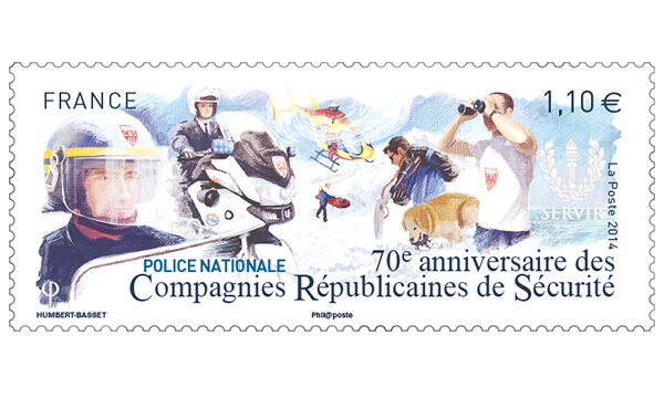 Timbre 70e anniversaire des Compagnies Républicaines de Sécurité (CRS)
