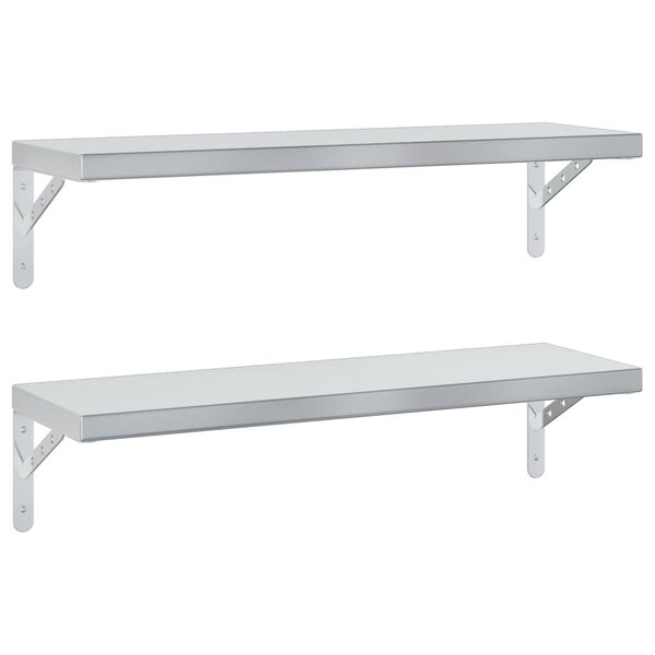 vidaXL Étagères murales 2 Pièces 75x23 5 cm argenté acier inoxydable