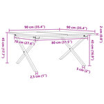 vidaXL Table basse cadre en X 90x90x45 cm bois de pin massif et acier