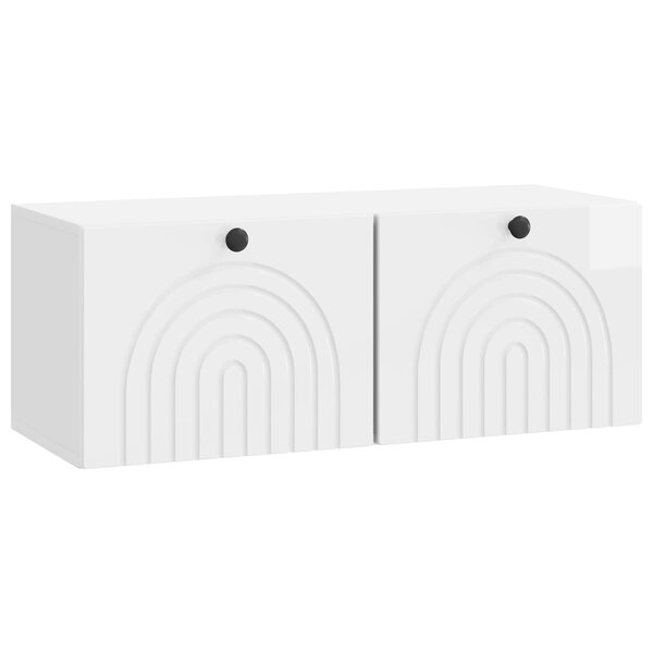 vidaXL Meuble TV mural Montage mural Blanc brillant 78 5 x 31 x 30 cm