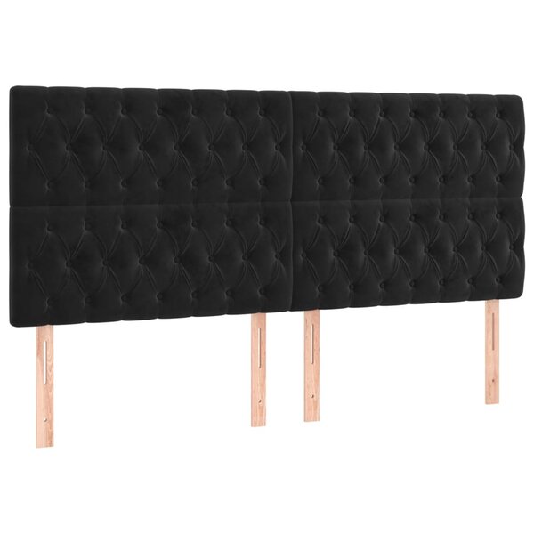 vidaXL Têtes de lit 4 Pièces Noir 100x7x78/88 cm Velours