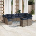 vidaXL Salon de jardin avec coussins 12 Pièces gris résine tressée