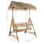Vidaxl balancelle 2 places feuilles de palmier et coussin 202cm bambou