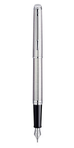 Waterman hemisphere stylo plume  acier inoxydable  plume fine  encre bleue  coffret cadeau