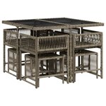 vidaXL Ensemble à manger de jardin 9 Pièces coussins gris résine tressée