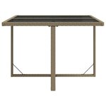 vidaXL Table de jardin Beige 109x107x74 cm Résine tressée et verre