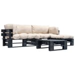 vidaXL Salon de jardin palette 4 Pièces avec coussins sable bois