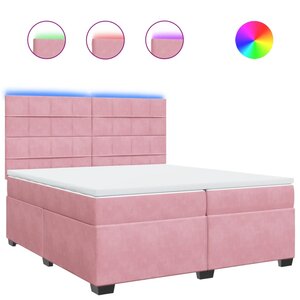 vidaXL Sommier à lattes de lit avec matelas Rose 200x200 cm Velours