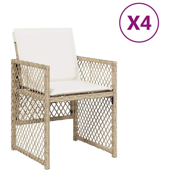 vidaXL Chaises de jardin avec coussins lot de 4 beige résine tressée