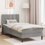 vidaXL Cadre de lit avec matelas Gris clair 90 x 200 cm Velours