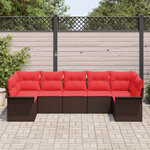 vidaXL Ensemble de canapé de jardin 7 Pièces Marron Poly rotin