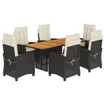 vidaXL Ensemble à manger de jardin coussins 7Pièces Noir Résine tressée