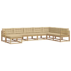 vidaXL Ensemble de canapés d'extérieur 8 Pièces Blanc et Beige