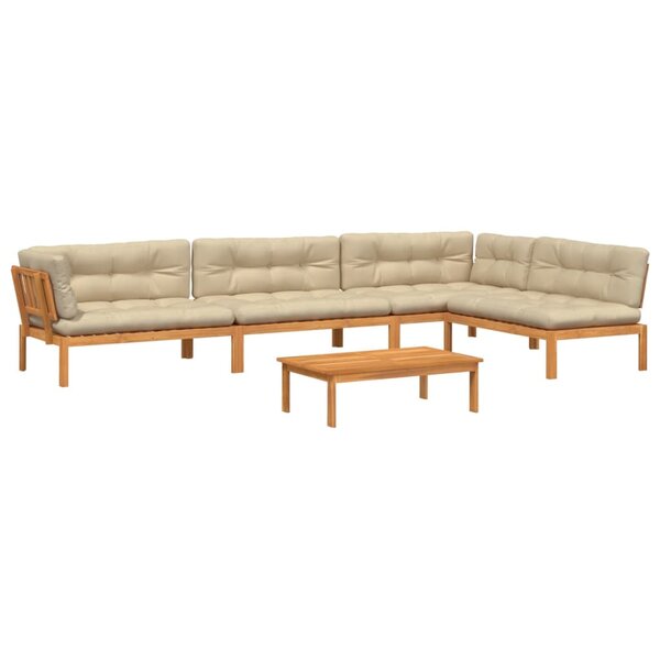 vidaXL Salon palette de jardin avec coussins 5Pièces bois d'acacia massif
