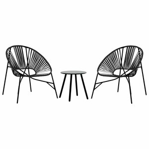 vidaXL Lot de 3 Chaise de jardin noir résine tressée