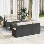 vidaXL Ensemble de canapé de jardin 6 Pièces Noir  Crème 55 x 55 x 37 cm