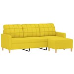 vidaXL Canapé à 3 places avec repose-pieds Jaune clair 180 cm Tissu