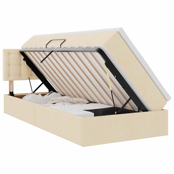 vidaXL Lit avec rangement et matelas avec matelas Crème 90 x 190 cm