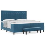 vidaXL Lit à Sommier avec Matelas & Banc Bleu Foncé 200x200 cm Velours