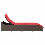 vidaXL Chaise longue pliante coussin rangement marron résine tressée