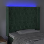 vidaXL Tête de lit à LED Vert foncé 103x16x118/128 cm Velours