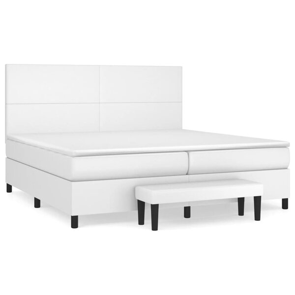 vidaXL Sommier à lattes de lit avec matelas Blanc 200x200cm Similicuir
