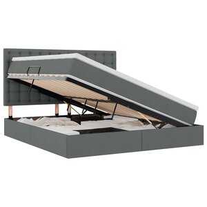 vidaXL Lit de rangement LED avec matelas Gris foncé 180 x 200 cm Tissu
