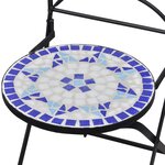 vidaXL Ensemble de bistro 3 Pièces Carreaux céramiques Bleu et blanc