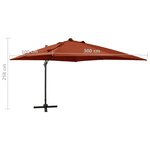 vidaXL Parasol déporté avec mât et lumières LED Terre cuite 300 cm