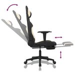 vidaXL Chaise de jeu avec repose-pied Noir et crème Tissu