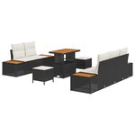 vidaXL Ensemble de canapé de jardin avec coussin 8 Pièces Noir Poly rotin
