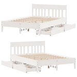 vidaXL Cadre de lit sans matelas blanc 140x200 cm bois de pin massif