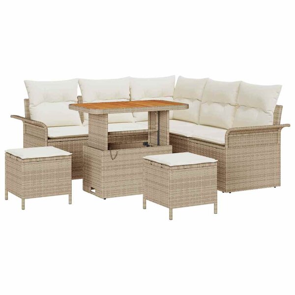 vidaXL Ensemble de canapé de jardin 8 Pièces Beige  Crème 90 x 55 x 71 cm
