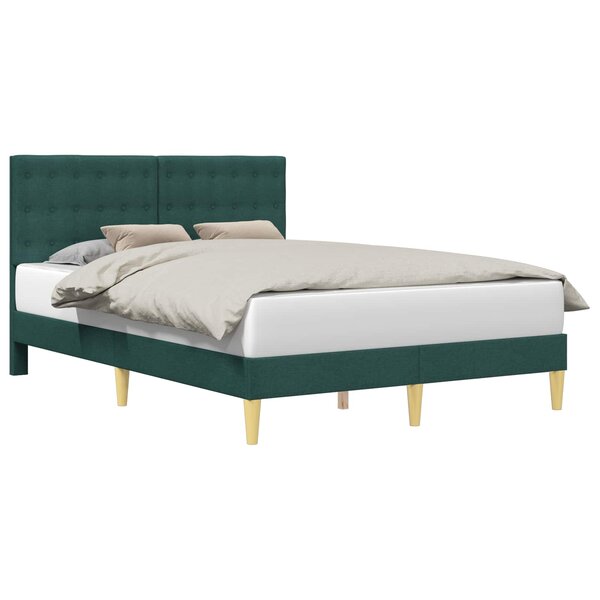 vidaXL Cadre de lit avec tête de lit Vert foncé 160 x 200 cm Tissu