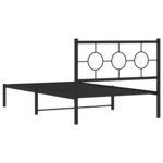 vidaXL Cadre de lit métal avec tête de lit noir 107x203 cm