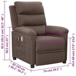 vidaXL Fauteuil électrique de massage Taupe Tissu
