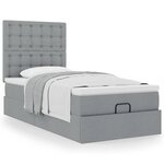 vidaXL Cadre de lit ottoman et matelas gris clair 90x190 cm tissu