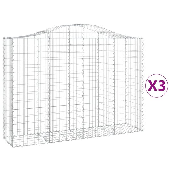 vidaXL Paniers à gabions arqués 3 Pièces 200x50x140/160 cm Fer galvanisé