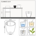 LECHUZA Jardinière table CLASSICO LS 21 ALL-IN-ONE Charbon métallique