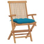 vidaXL Chaises de jardin avec coussins bleu clair 4 Pièces Teck massif