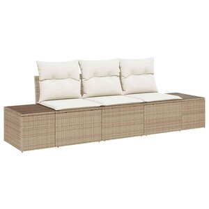vidaXL Ensemble de canapé de jardin avec coussin 3 Pièces Beige  Crème