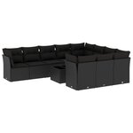 vidaXL Salon de jardin 11 Pièces avec coussins noir résine tressée