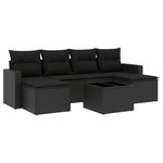 vidaXL Salon de jardin 7 Pièces avec coussins noir résine tressée