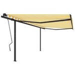 vidaXL Auvent manuel rétractable avec poteaux 4 5x3 m Jaune et blanc