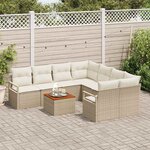 vidaXL Ensemble de canapé de jardin 9 Pièces Beige et blanc